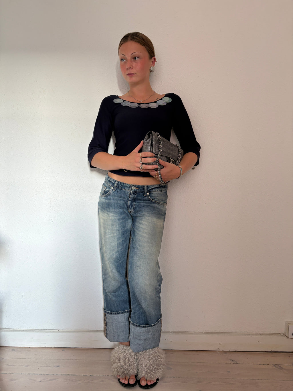 Carmen top - navy - sequin edition