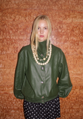 Harriet Bomber - Green Lambskin