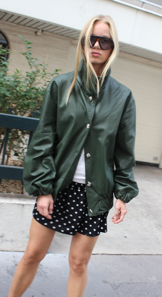 Harriet Bomber - Green Lambskin